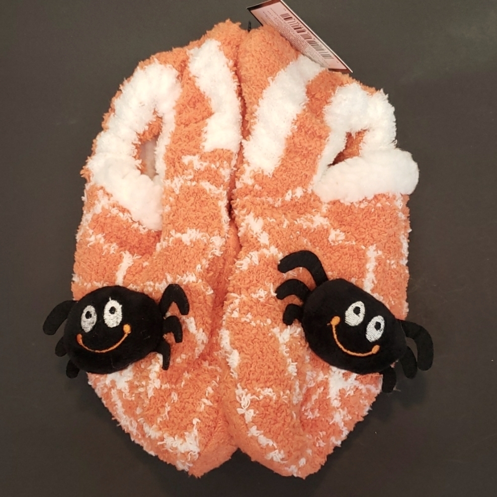 Legale Halloween Spooktacular Faux Fur Non-slip Cute Spider Slipper Socks